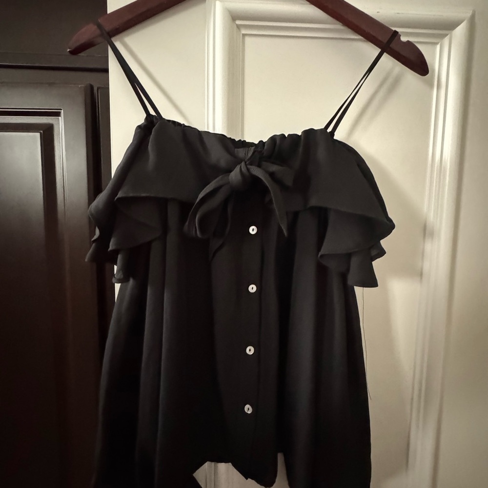 Black Off Shoulder Blouse with Bow Detail